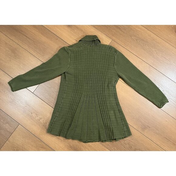 Notations Dark Green Open Front Long Knit Cardigan Size M - Picture 3 of 7